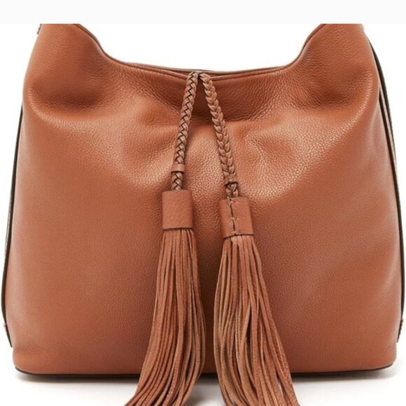 Rebecca Minkoff Purse Isobel Hobo Tote Almond Leather Bag has Magnetic Closer - Picture 1 of 8